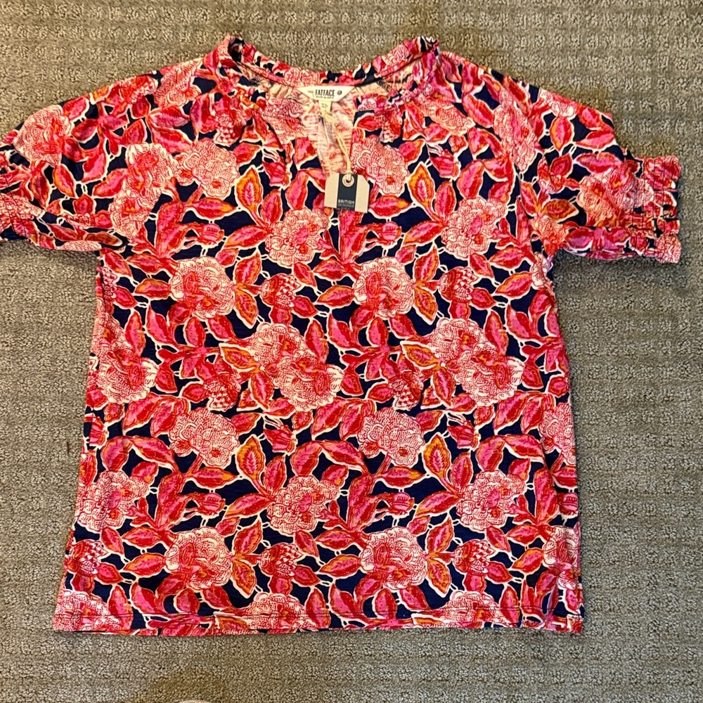 Fat Face Pink and Blue Floral Top